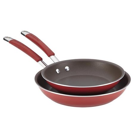 RACHAEL RAY Rachael Ray 16342 Cucina Hard Enamel Nonstick Twin Pack Skillet Set; Cranberry Red 16342